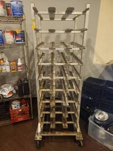 lot 12903 image: Win-Holt Aluminum Mobile Can Storage Rack on Casters