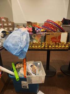 lot 18715 image: Party Supply Lot Sombreros, Gold Balloon Weights, Foil Balloons, Plush & Cards