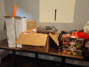 lot 18719 image: Lot of Halloween & Thanksgiving Decor w Sandymine 6ft Inflatable Turkey