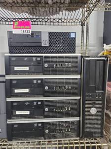 lot 18733 image: (6) Desktop Computers 4 HP Compaq SFF, Dell OptiPlex 755 &amp Dell Tower