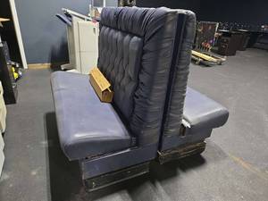 lot 12883 image: Double-Sided Navy Blue Tufted Vinyl Restaurant Booth Seating Unit