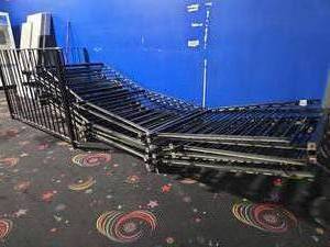 lot 14882 image: Black Steel Fence Panels Lot with Vertical Pickets and Square Tube Frames