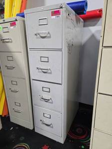 lot 21895 image: 4-Drawer Vertical Metal Filing Cabinet with Top Lock, Gray
