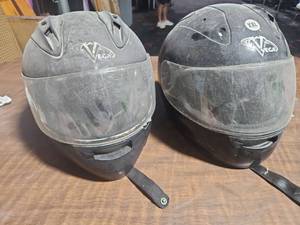 lot 14905 image: (2) Vega Altura Full-Face Motorcycle Helmets, Black, One XXL