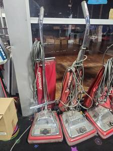 lot 14924 image: Sanitaire Heavy Duty Commercial Upright Vacuum Cleaner w Cloth Bag Lot of 2
