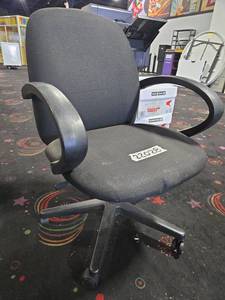 lot 22028 image: Black Fabric Office Task Chair w Loop Arms and 5-Star Caster Base