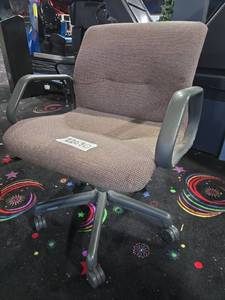 lot 22030 image: Upholstered Swivel Office Chair w Loop Arms and 5-Star Caster Base