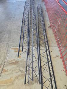 lot 22061 image: Lot of 3 Black Steel Triangular Lattice Truss Tower Sections