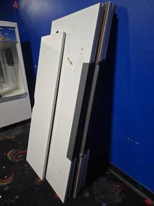 lot 22084 image: Lot of White Laminate Panels with Gray Trim Strips and Cutouts