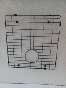 lot 12165 image: Stainless Steel Kitchen Sink Grid with Drain Hole, Approximately 16.5 x 17.5