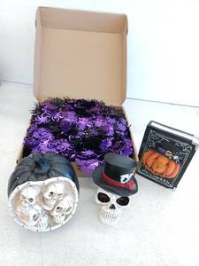lot 12167 image: Halloween Decoration Bundle, Skull Pumpkin, Pop Up Tree And More