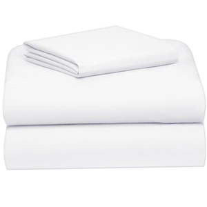 lot 75 image: College Dorm Sheet Set in White  Twin XL Size  Solid White  Soft Microfiber  Deep Pockets  by Dawn