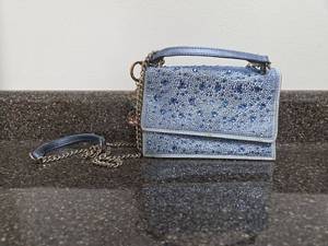 lot 80 image: Betsey Johnson Blue Rhinestone Crossbody Handbag with Chain Strap