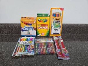 lot 81 image: Art Supplies Lot Crayola Markers, BIC Pencils, Washable Markers, Scentos Markers