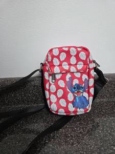 lot 94 image: Disney Stitch Shoulder Bag Red Leaf Pattern Small Crossbody