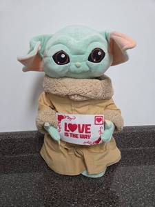 lot 98 image: GROGU Plush Figure with Love Is The Way Message 20 Inch