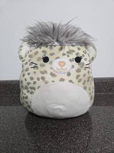 lot 100 image: Squishmallow Plush Stuffed Animal Leopard Cat with Gray Hair Headband