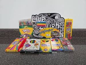 lot 105 image: Art Supplies Lot Colored Pencils Markers Sketchpad Crayola Cra-Z-Art and Crayola