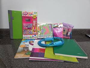 lot 155 image: Kids Activity Lot Mead Folder Pop Cosmetics Beach Ball Lacing Shapes Books