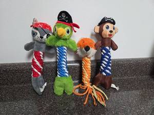 lot 162 image: 4-Piece Plush Animal Pirate Dog Toys