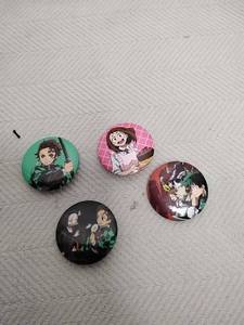 lot 40 image: Anime Character Button Pin Set Lot of 4 Demon Slayer