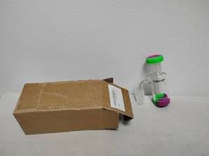 lot 46 image: Puffing Bird Glass Water Pipe with Green and Purple Accents