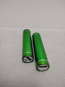 lot 77 image: 2 Green Cylindrical USB Power Bank Chargers