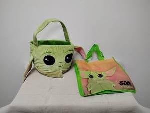 lot 108 image: Star Wars Mandalorian Grogu Plush basket and bag