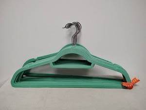 lot 145 image: Green felt Hangers with Metal Hooks Bundle Approximately 12 Count