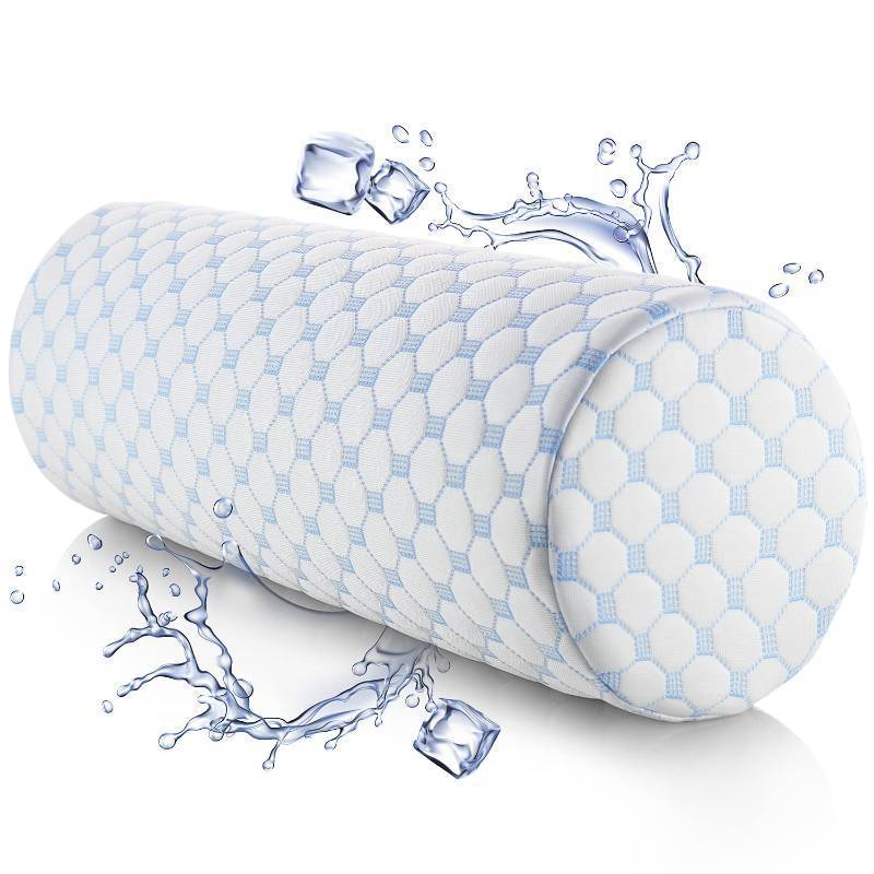 lot 1025 image: Nestl Neck Roll Pillow for Pain Relief - Premium Memory Foam �� Bolster Pillow for Sleeping with a Breathable Cooling Cover - Comfy Cylinder Neck Roll Pillow Retail $16.99