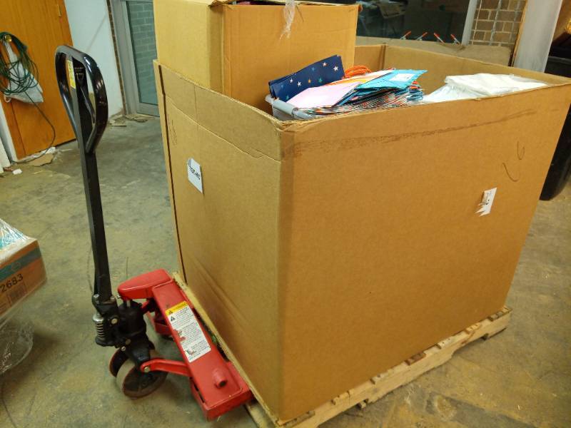 lot 23 image: Huge Resale Value 46 x 38 x 38 Mixed Merch Gaylord  Pallet, Great investment for many sales - Retail $500