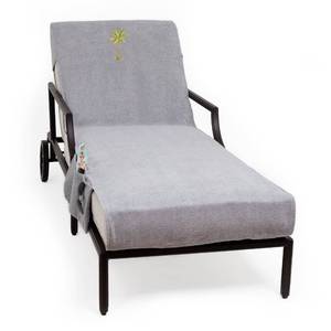 lot 1033 image: Linum Home Textiles CL95-SWP-PLM Palm Tree WP Chaise Lounge Cover, Grey - Retail $89