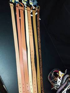 lot 1037 image: Belts Lot of 9 Assorted Colors Size Small with Metal Buckles - Retail $0