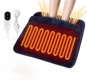 lot 1042 image: Double-Sided Electric Heated Foot Warmer for Feet, Feet Warmer Foot Heating Pad with 9 Levels Temp and 3 Timers, Foot Warmers for Bed, Under Desk, Office, Birthday Xmas Gifts for Women Men(Navy Blue) - Retail $39