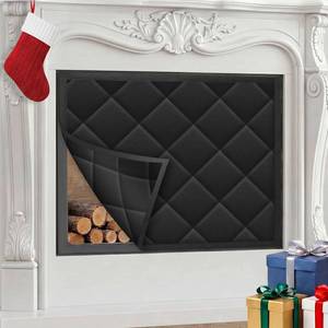 lot 1046 image: Magnetic Fireplace Draft Cover, Fireplace Blocker Blanket Save Energy, Indoor Fireplace Draft Stopper for Winter Heat Loss and Summer Cooling, Fireplace Insulation Cover for Iron Frame 45 x 34 - Retail $27