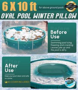 lot 1049 image: Angooni 4��x8�� Heavy-Duty Pool Pillow for Winter, 0.4mm PVC, 4 x 20�� Ropes - Retail $244