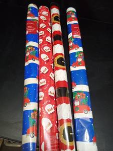 lot 1075 image: 4 Rolls each are 20 sq ft Santas Car Christmas Gift Wrap - Wondershop - Retail $21