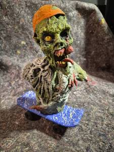 lot 30 image: 3d Printed Zombie Figurine with Orange Cap and Blue Base