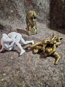 lot 34 image: 3 3d Printed Decorative Figurine Sculptures Bust and Seated Figures