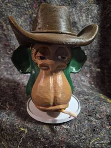 lot 36 image: 3d Printed Monkey Cowboy Head Figurine with Hat and Green Bandana