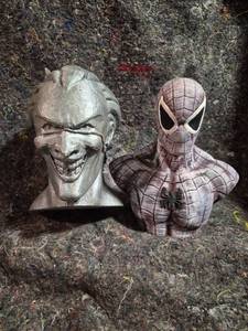 lot 40 image: 2 3d Printed Character Busts Spider-Man and Villain Head Sculptures