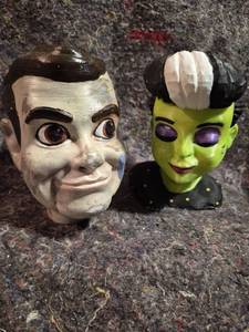 lot 41 image: 2 Vintage Character Head Busts with Hair and Costume Details