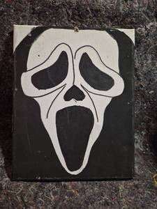 lot 45 image: Canvas Painting Screaming Face Black White