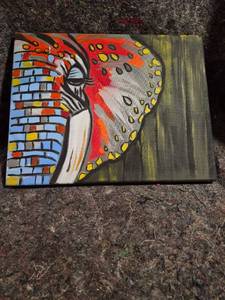 lot 51 image: Hand-Painted Canvas Art Elephant Design 16 x 12 inches