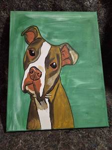 lot 55 image: Dog Portrait Painting on Canvas 11 x14 inches