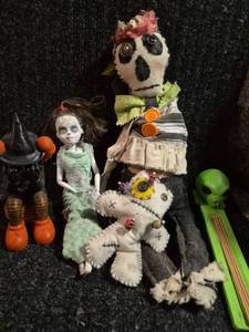 lot 71 image: Handmade Fabric Doll Collection 4-Piece Set with Accessories