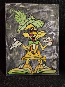 lot 80 image: Hand-Painted Cartoon Character Wall Art on Canvas Panel 12 x 16