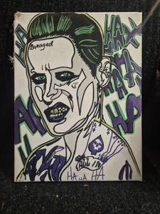 lot 85 image: Hand-Drawn Art Canvas with Character Portrait and Text 12 x 16