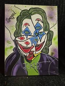 lot 90 image: Joker Art Print Painting Canvas 12 x 16