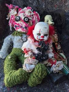 lot 103 image: Handmade Clown Dolls Lot 3 Pieces